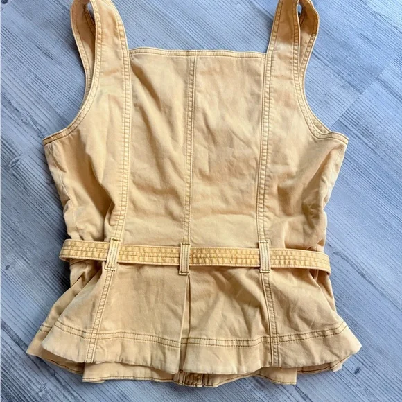 WHBM  Sleeveless Topstitch Pret Top with Button Peplum Detail - Picture 2 of 4